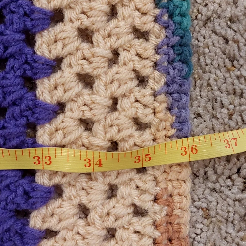 Afghan Crochet Lap Blanket Throw Purple Beige 36